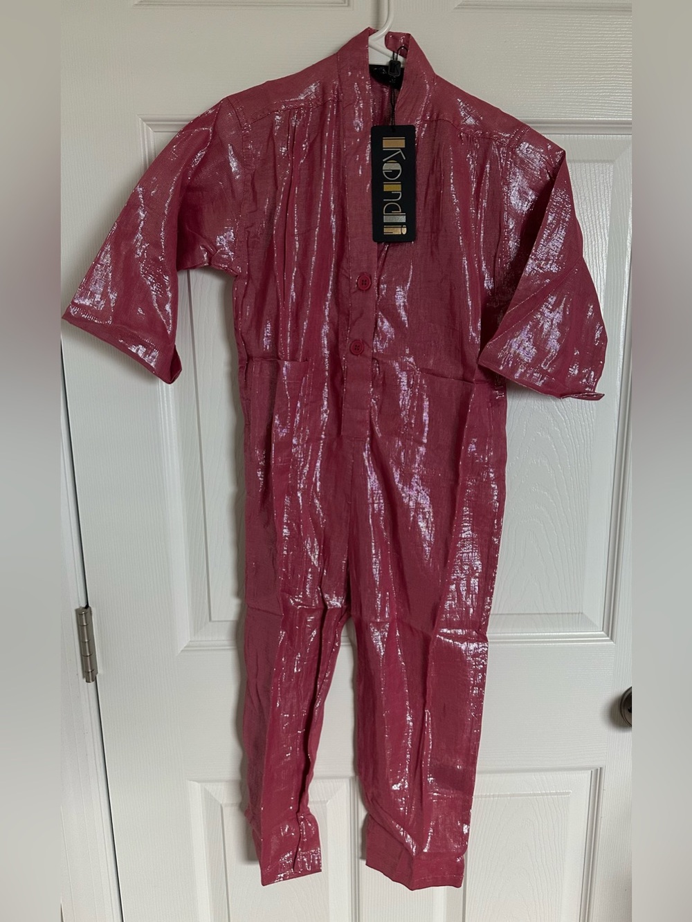 Suzi Kondi Girls 6 Romper Shimmery Fuchsia Top onesie light Cotton gauze